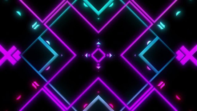 Retro Styled Abstract VJ VIdeo Loop With Bright Purple And Blue Lines