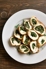 Stuffed chicken fillet with spinach and cheese
