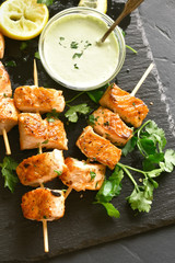 Barbecue salmon skewers
