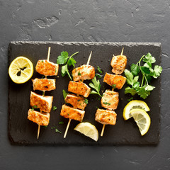 Barbecue salmon skewers