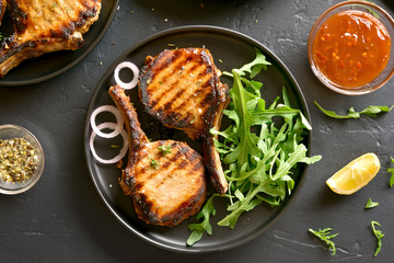 Grilled pork steaks