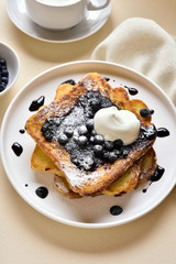 French toasts with blueberry sauce