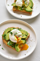 Poached eggs on toasted bread