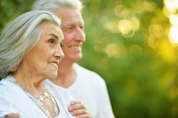 portrait of beautiful senior couple in the park