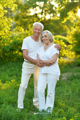 portrait of beautiful senior couple in the park