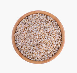 Barley in bowl on white background