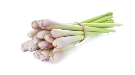 fresh lemon grass on over white background