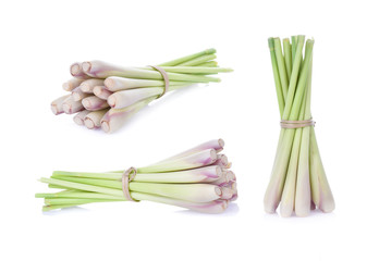 fresh lemon grass on over white background