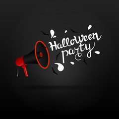 Loudspeaker icon and sign: "Helloween party"