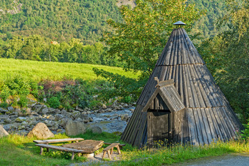 Traditional wooden hut (yurta) in Norway, Rosendal. © Travel Faery