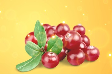 Red cranberries isolated on background