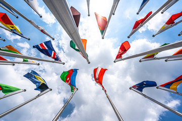 flags with blue sky © THINK b
