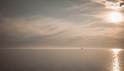 sunset evening sea in brown tones