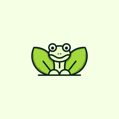 Frog Leaf Funny Illustration Icon Logo Design Template Element Vector Illustration