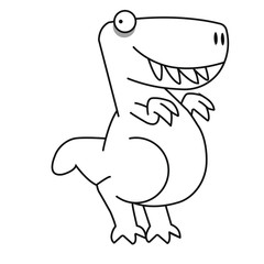 Drawing of a happy cartoon dragon, in profile, green and standing for any type of illustration or to illuminate