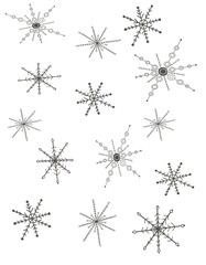 Snow background on white background. Set hand drawn snowflakes. Concept - winter. xmax, holidays.