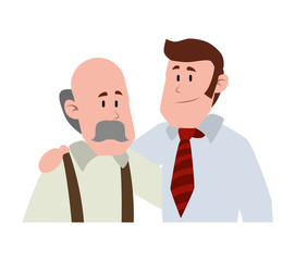 old man bald with mustache avatar character vector illustration