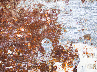 Fototapeta premium White peeled painted steel with metal rust texture
