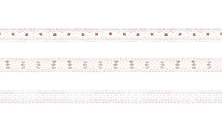 Thin lace ribbons isolated view