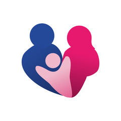 parents couple with son silhouettes vector illustration