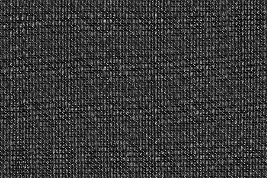 Closeup black and white color fabric texture. Black color strip line fabric pattern design sample or upholstery abstract background.Hi contrast image. © nongnuch_l