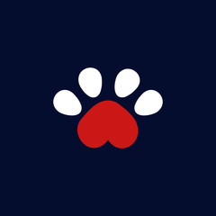 Fototapeta na wymiar Love Paw Pet Care Creative Icon Logo Design Template Element Vector Illustration
