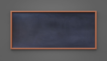 Empty black board (chalkboard) on gray background - 3D rendering