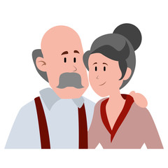 old man bald with mustache avatar character vector illustration