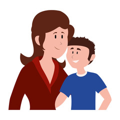 mother with her son smiling avatar character vector illustration