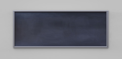 Empty black board (chalkboard) on gray background - 3D rendering