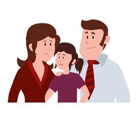 Obraz na płótnie Canvas parents couple with daugether avatar character vector illustration