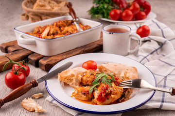 Georgian Chicken with Tomatoes and Herbs - Chakhokhbili. 