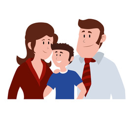 parents couple with son avatar character vector illustration