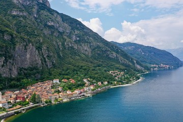 Fototapeta na wymiar Lake Como Aerial Shot on Mountain in Italy