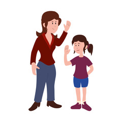 mother and daughter smiling avatar character vector illustration