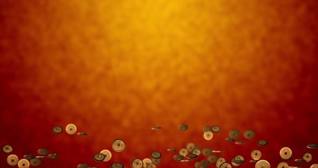Chinese new year background, Golden coins 3d texture. 3D rendering