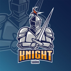 Knight Sword e sport gaming logo vector