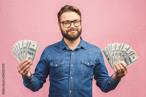 Happy Winner With Jackpot Pleased Bearded Business Man In - 