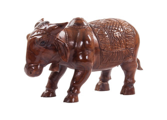 Wooden brown donkey statuette isolated