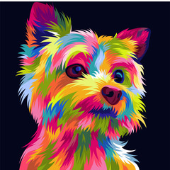 Niedliche und lustige Hundevektor-Pop-Art in vollen Farben