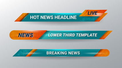 Graphic set of Broadcast News Lower Thirds Banner for Television, Video and Media Channel