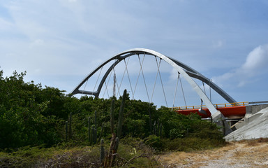 Suspension Bridge Extending Over the Spanish Lagoon in Aruba