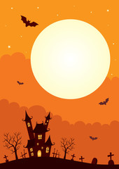 Naklejka premium Halloween background with castle and full moon