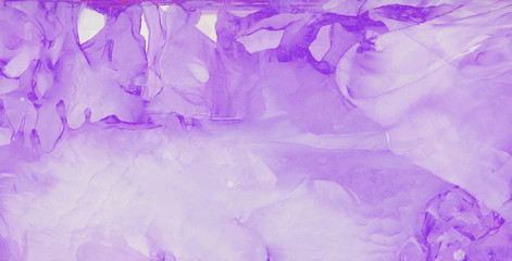 Subtle light purple alcohol ink abstract background. Flow liquid bright watercolor paint splash texture effect illustration for card design, modern banners, ethereal graphic design © KatMoy