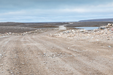 Road across the Tundra on Victoria Island, Canada