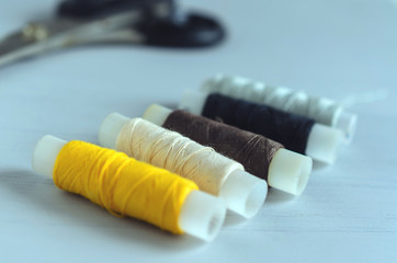 colored spools of threads