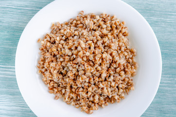Boiled buckwheat porridge.