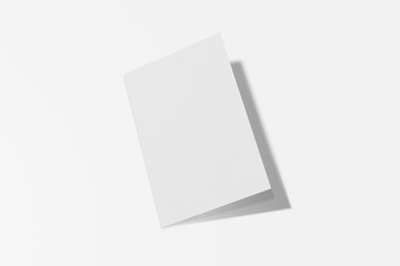 Mockup vertical booklet, brochure, invitation isolated on a white background with hard cover and realistic shadow. 3D rendering.