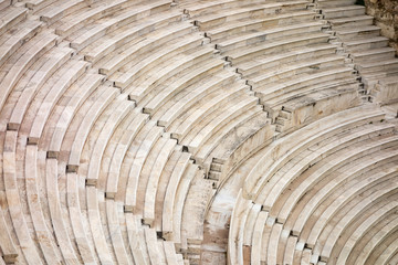 The seats and stairs of Odeon of Herodes Atticus (Herodeon) in Acropolis of Athens, Greece