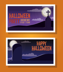 halloween season cards with night scenes